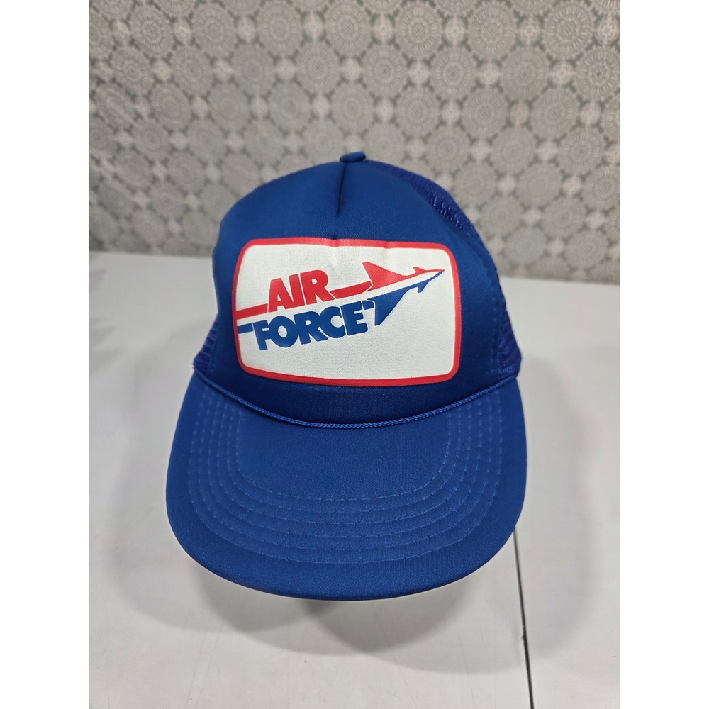 Two Vintage Air Force Trucker Hats Royal Blue Mesh One Size - Picture 8 of 14